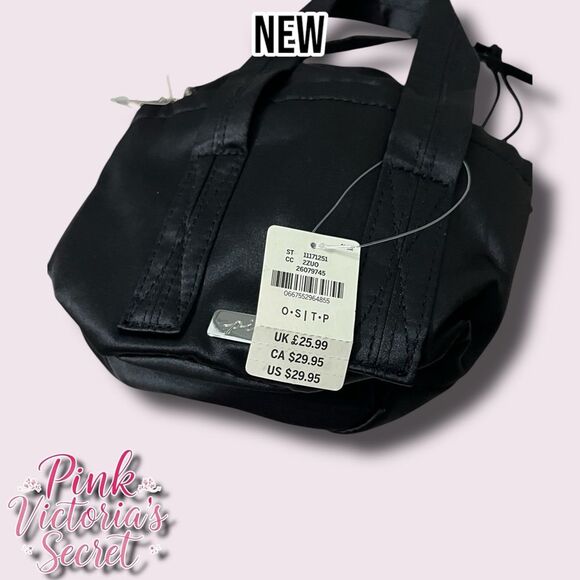New NWT Pink Victoria's Secret Mini Bucket Crossbody Bag Black - Picture 6 of 7